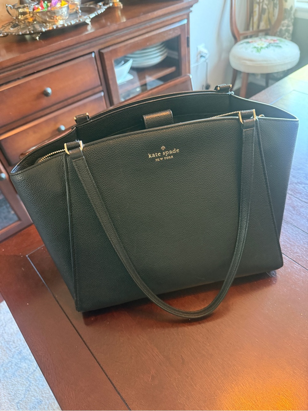 kate spade Black Pebbled Leather Laptop Tote